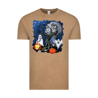 Vintage Coffee halloween tree and ghosts Vintage Tee - AdoDesignShop
