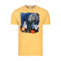 Vintage Mustard halloween tree and ghosts Vintage Tee - AdoDesignShop