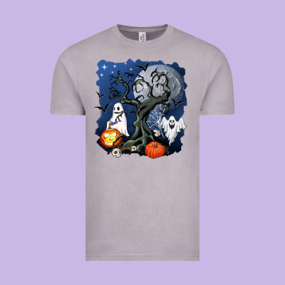 Halloween Tree And Ghosts Vintage Tee Designed By Adodesignshop