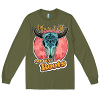 Army Green blame it all on my roots bull skull black Long Sleeve Tee - JahusDesignShop