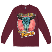 Burgundy blame it all on my roots bull skull black Long Sleeve Tee - JahusDesignShop