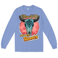 Colony Blue blame it all on my roots bull skull black Long Sleeve Tee - JahusDesignShop