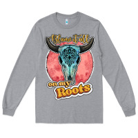 Blame It All On My Roots Bull Skull Black Long Sleeve Tee | Teevron