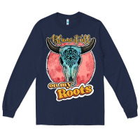 Navy blame it all on my roots bull skull black Long Sleeve Tee - JahusDesignShop