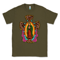 Army Green our lady of guadalupe cross Classic Tee - JahusDesignShop
