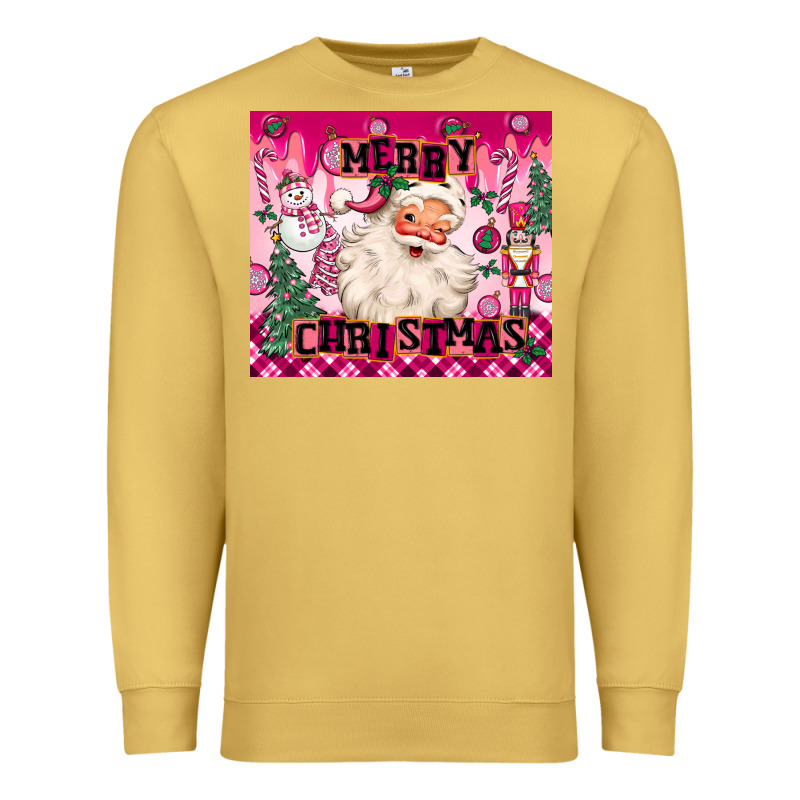 Merry Pink Christmas Santa Premium Sweatshirt by MaliasSmallBusiness | Teevron
