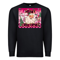 Black merry pink christmas santa Premium Sweatshirt - MaliasSmallBusiness