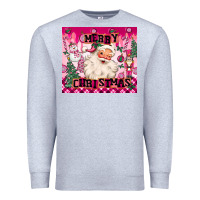Heather Grey merry pink christmas santa Premium Sweatshirt - MaliasSmallBusiness