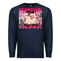 Navy merry pink christmas santa Premium Sweatshirt - MaliasSmallBusiness