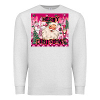 Oatmeal Heather merry pink christmas santa Premium Sweatshirt - MaliasSmallBusiness