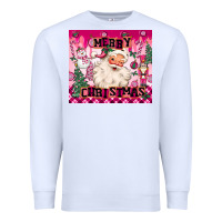 White merry pink christmas santa Premium Sweatshirt - MaliasSmallBusiness