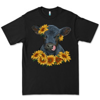 Black black angus calf with sunflowers Premium Tee - RanaPortraitStore