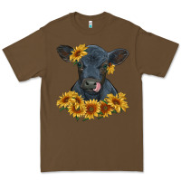 Cacao black angus calf with sunflowers Premium Tee - RanaPortraitStore