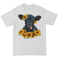 Dove Grey black angus calf with sunflowers Premium Tee - RanaPortraitStore