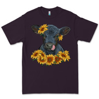 Plum black angus calf with sunflowers Premium Tee - RanaPortraitStore