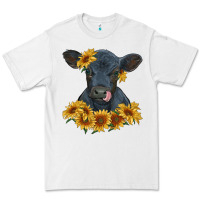 White black angus calf with sunflowers Premium Tee - RanaPortraitStore