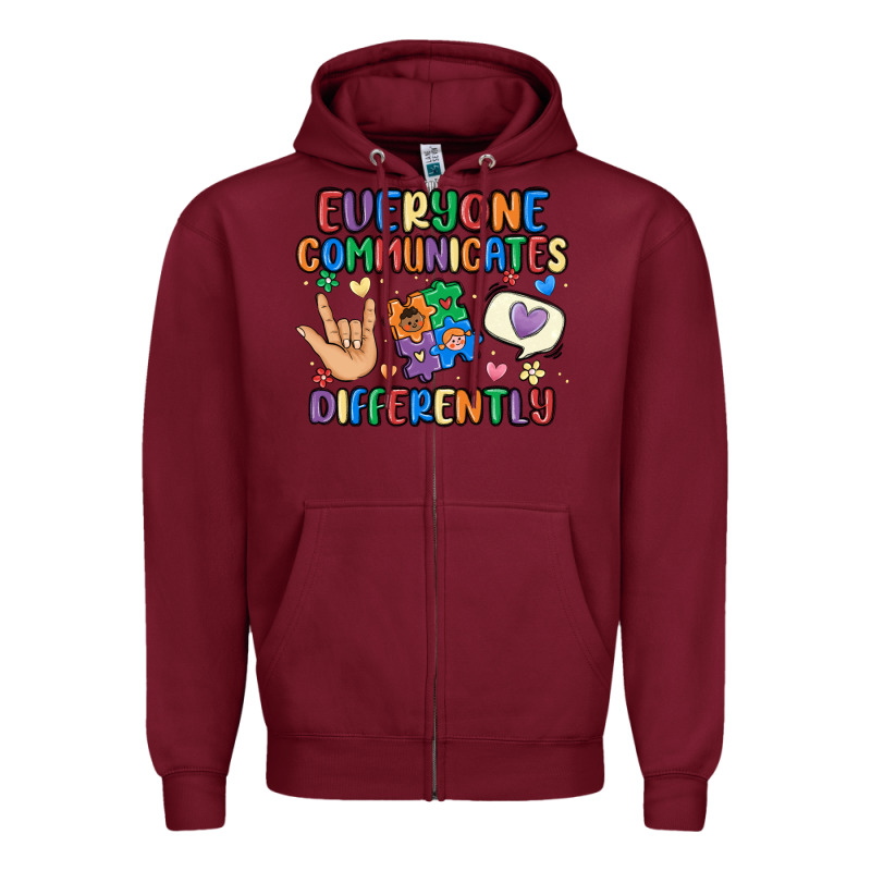 Everyone Communicates Differently Zipper Hoodie by MaliasSmallBusiness | Teevron