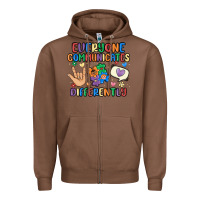 Chestnut everyone communicates differently Zipper Hoodie - MaliasSmallBusiness