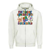 Oatmeal Heather everyone communicates differently Zipper Hoodie - MaliasSmallBusiness