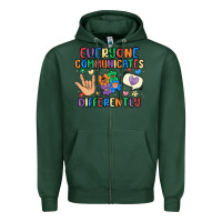 Sports Green everyone communicates differently Zipper Hoodie - MaliasSmallBusiness