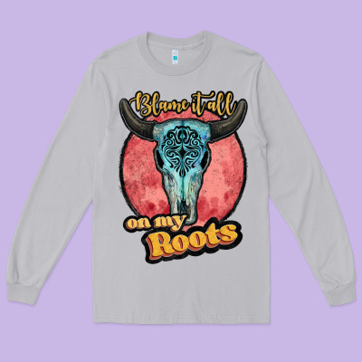 Blame It All On My Roots White Long Sleeve Tee Designed By Jahusdesignshop