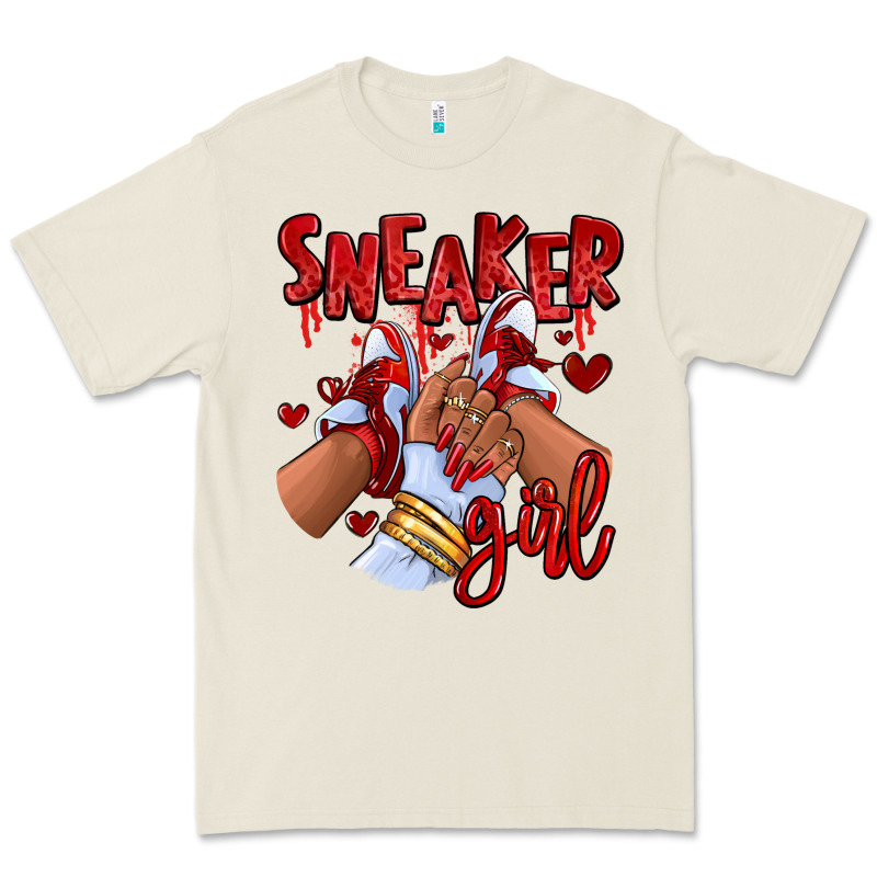 Red Sneaker Girl Afro Woman Premium Tee by RanaPortraitStore | Teevron