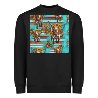 Black longhorn bull seamless pattern Heavyweight Sweatshirt - HRA Design Shop