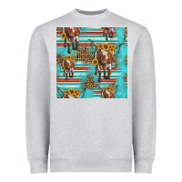 Heather Grey longhorn bull seamless pattern Heavyweight Sweatshirt - HRA Design Shop