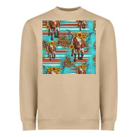 Longhorn Bull Seamless Pattern Heavyweight Sweatshirt | Teevron