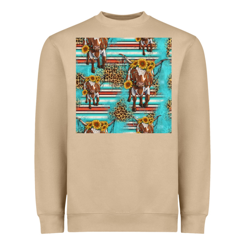 Longhorn Bull Seamless Pattern Heavyweight Sweatshirt by HRA Design Shop | Teevron