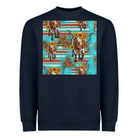 Navy longhorn bull seamless pattern Heavyweight Sweatshirt - HRA Design Shop