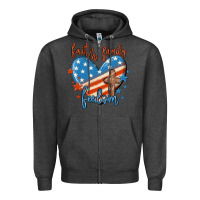 Charcoal Heather faith family freedom Zipper Hoodie - MaliasSmallBusiness