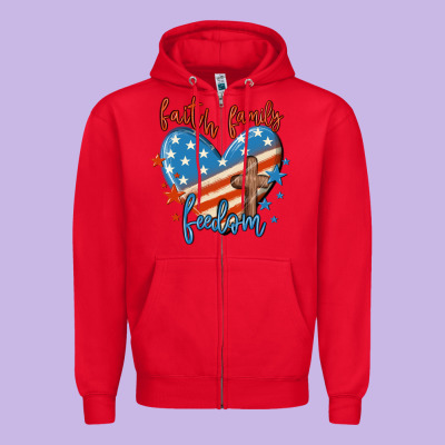 Faith Family Freedom Zipper Hoodie Designed By Maliassmallbusiness