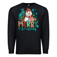 Black merry christmas snowman Premium Sweatshirt - MaliasSmallBusiness