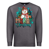 Charcoal Heather merry christmas snowman Premium Sweatshirt - MaliasSmallBusiness