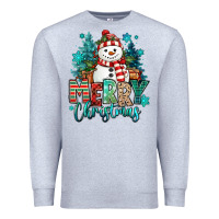 Heather Grey merry christmas snowman Premium Sweatshirt - MaliasSmallBusiness