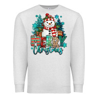 Oatmeal Heather merry christmas snowman Premium Sweatshirt - MaliasSmallBusiness