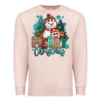 Pale Pink merry christmas snowman Premium Sweatshirt - MaliasSmallBusiness