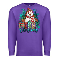 Purple merry christmas snowman Premium Sweatshirt - MaliasSmallBusiness