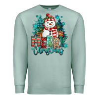 Seafoam merry christmas snowman Premium Sweatshirt - MaliasSmallBusiness