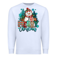 White merry christmas snowman Premium Sweatshirt - MaliasSmallBusiness