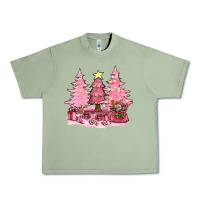 Oil Green pink christmas trees with gift box bbs Urban Heavy Tee - BundleAndBundleShop