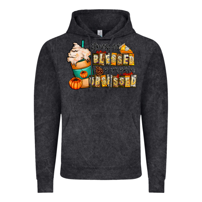 Stressed Blessed Pumpkin Obsessed Vintage Hoodie by CowhideDigitalArt | Teevron