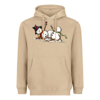 Mushroom snowman with wine Heavyweight Hoodie - MaliasSmallBusiness