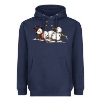 Navy snowman with wine Heavyweight Hoodie - MaliasSmallBusiness