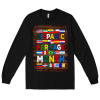 Black hispanic haritage month flags with background Long Sleeve Tee - BundleAndBundleShop