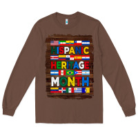 Chestnut hispanic haritage month flags with background Long Sleeve Tee - BundleAndBundleShop