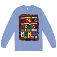 Colony Blue hispanic haritage month flags with background Long Sleeve Tee - BundleAndBundleShop