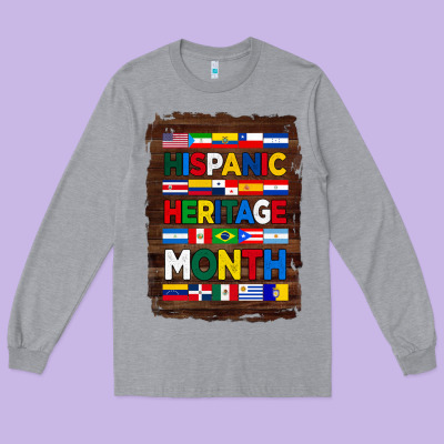 Hispanic Haritage Month Flags With Background Long Sleeve Tee Designed By Bundleandbundleshop