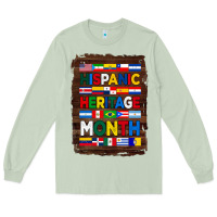 Matcha hispanic haritage month flags with background Long Sleeve Tee - BundleAndBundleShop